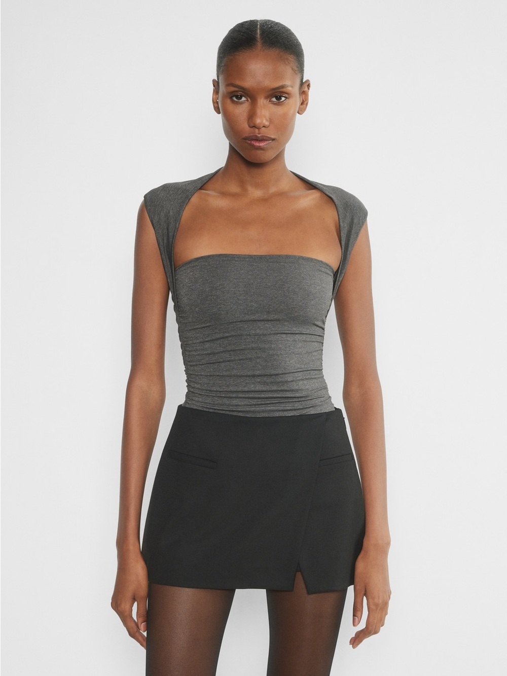 Aritzia casual contour flourish top grey - Picture 1 of 7